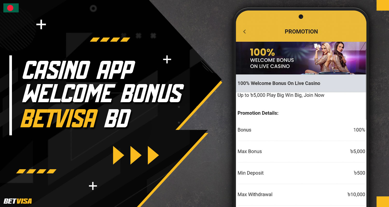 Detailed description of the welcome bonus for the BetVisa Casino App for players from Bangladesh